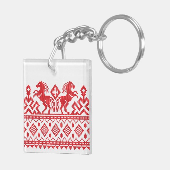 Red rearing horses key ring (Back Right)