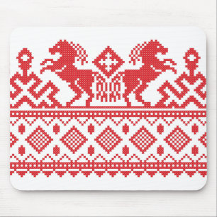 Red rearing horses mouse pad