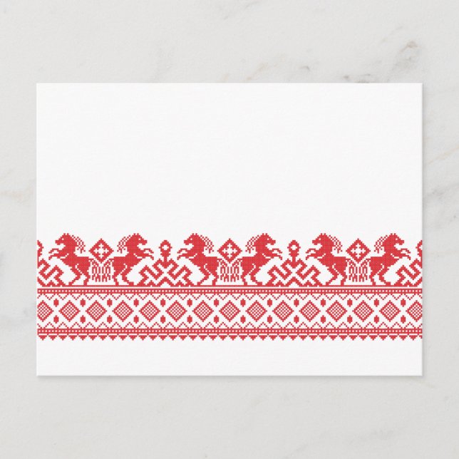 Red rearing horses postcard (Front)