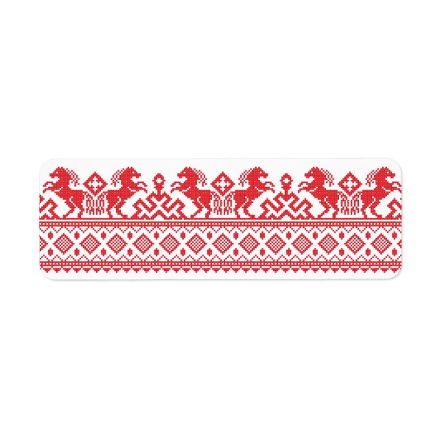 Red rearing horses return address label (Front)