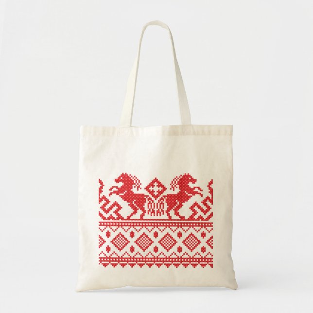 Red rearing horses tote bag (Front)