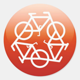 Red recycle symbol classic round sticker