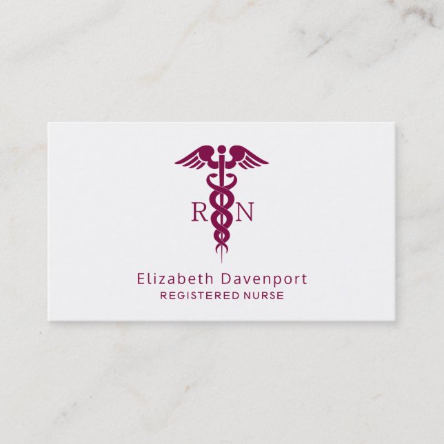 Red Red Caduceus Nurse Medical Symbol Business Card (Front)
