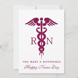 Red Red Caduceus Nurse Medical Symbol Holiday Card