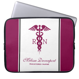 Red Red Caduceus Nurse Medical Symbol Laptop Sleeve
