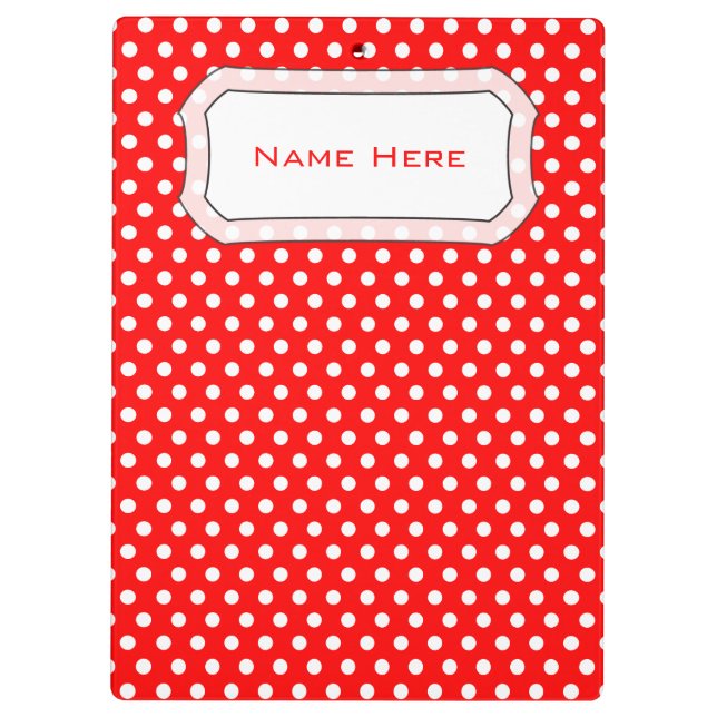 Red Red Polka dots Clipboard (Back)