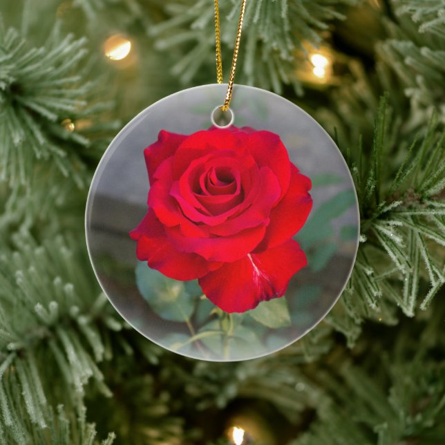 Red Red Rose Ceramic Ornament (Tree)
