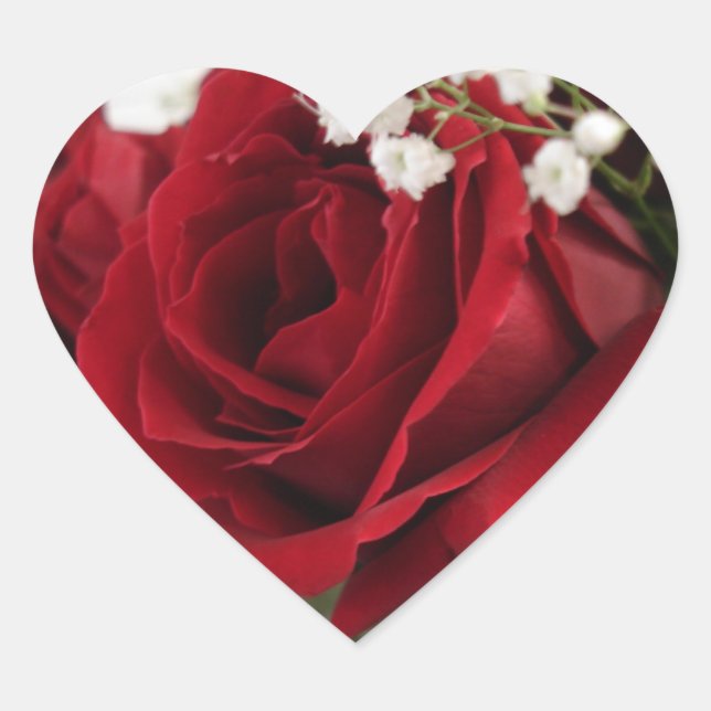 Red Red Rose - Heart Shaped Heart Sticker (Front)