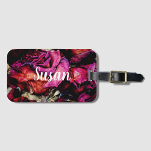 Red Red Roses Floral Luggage Tag