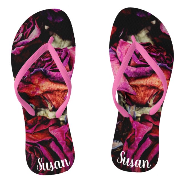 Red Red Roses Floral Thongs (Footbed)