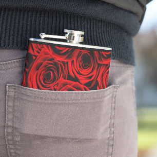 Red Red Roses Hip Flask
