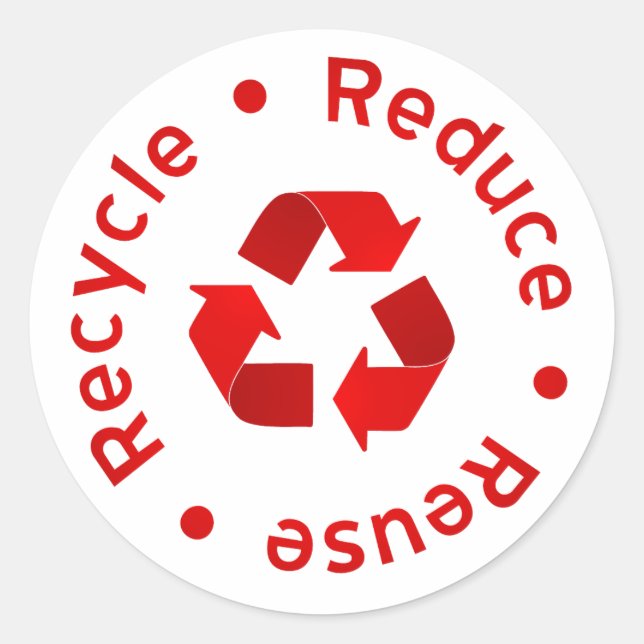 Red Reduce Reuse Recycle Sticker (Front)