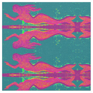 red reflecting mermaids fabric