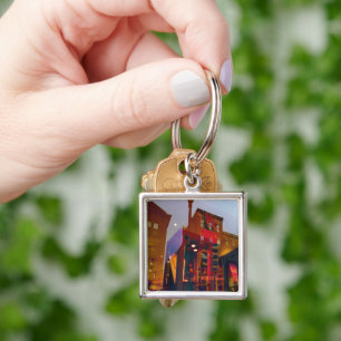 Red reflections on the streets of Philadelphia Key Ring