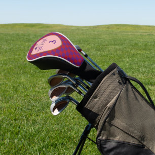 Red & Regal Purple Chequered Monogram Golf Head Cover