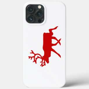 Red Reindeer / Caribou Silhouette iPhone 13 Pro Max Case