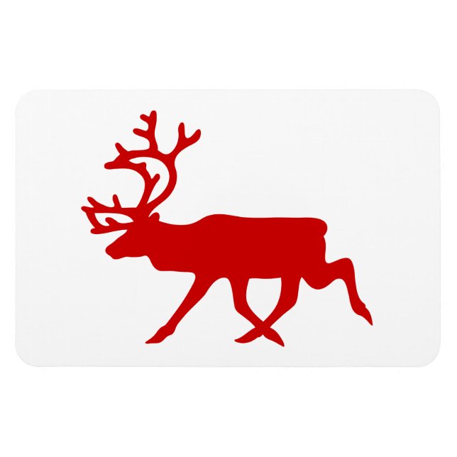 Red Reindeer / Caribou Silhouette Magnet (Horizontal)