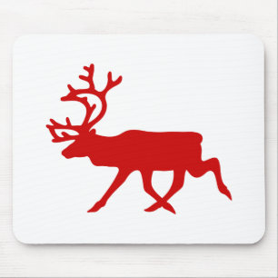 Red Reindeer / Caribou Silhouette Mouse Pad