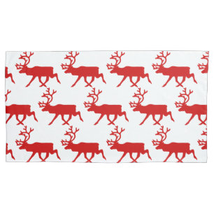 Red Reindeer / Caribou Silhouette Pillowcase