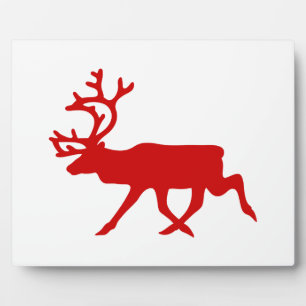 Red Reindeer / Caribou Silhouette Plaque