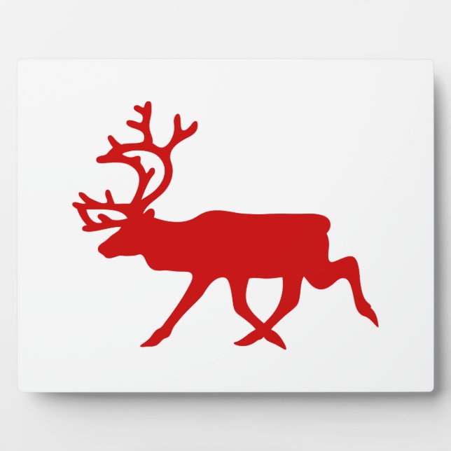 Red Reindeer / Caribou Silhouette Plaque (Front)