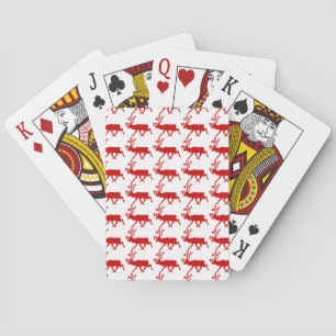 Red Reindeer / Caribou Silhouette Playing Cards