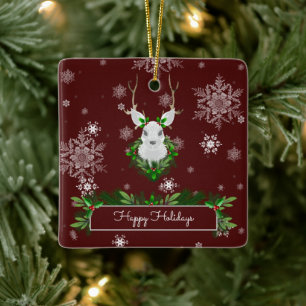 Red Reindeer Ceramic Ornament