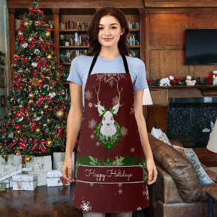 Red Reindeer Christmas Apron