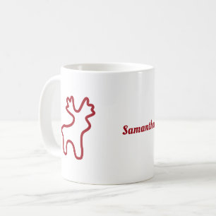 Red Reindeer Contour Personalised Name Coffee Mug