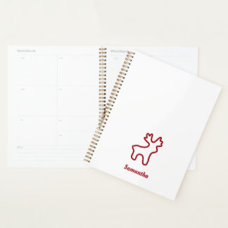 Red Reindeer Contour Personalised Name Planner