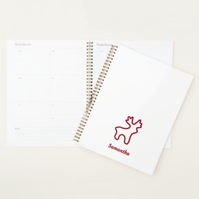 Red Reindeer Contour Personalised Name Planner (Display)