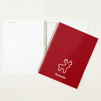 Red Reindeer Contour Personalised Name Planner
