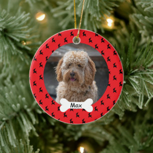 Red Reindeer Custom Pet Puppy Dog Photo Ceramic Ornament