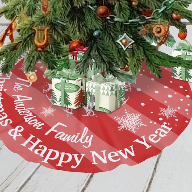 Red Reindeer Forest Christmas Personalised Fleece Tree Skirt (Creator Uploaded)