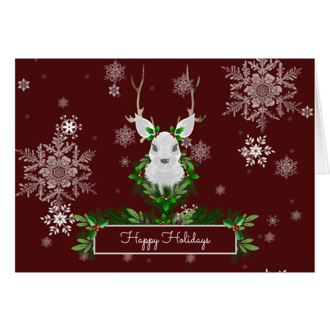 Red Reindeer Greeting Card (Front Horizontal)