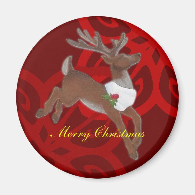 Red Reindeer Magnet (Front)