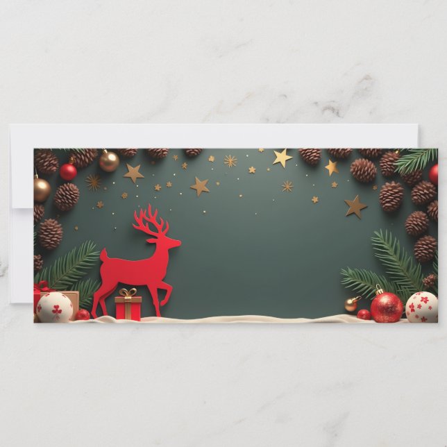 Red Reindeer Paper on green background (Front)