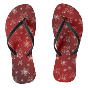 red,reindeer, star, stars, snowflake, christmas thongs
