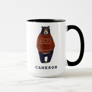 Red Reindeer Sweater Bear Add Your Name Mug
