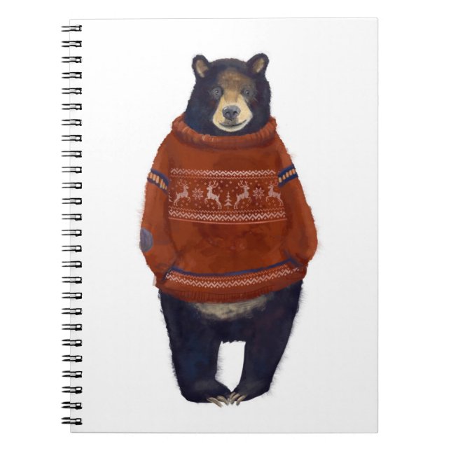Red Reindeer Sweater Bear Notebook (Front)