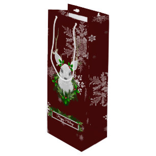 Red Reindeer Wine Gift Bag
