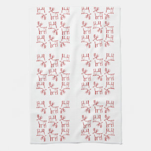 Red Reindeer XO Tea Towel