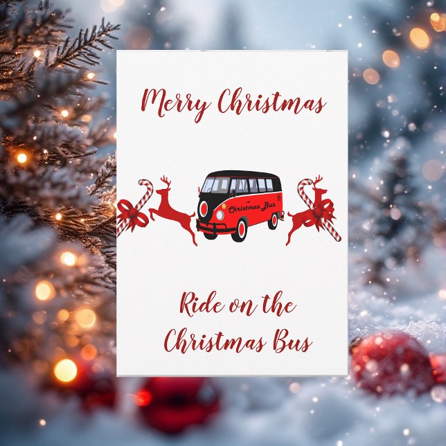 Red Reindeers Candy Stick Christmas Bus Card (Red Reindeers Candy Stick Christmas Bus Card)