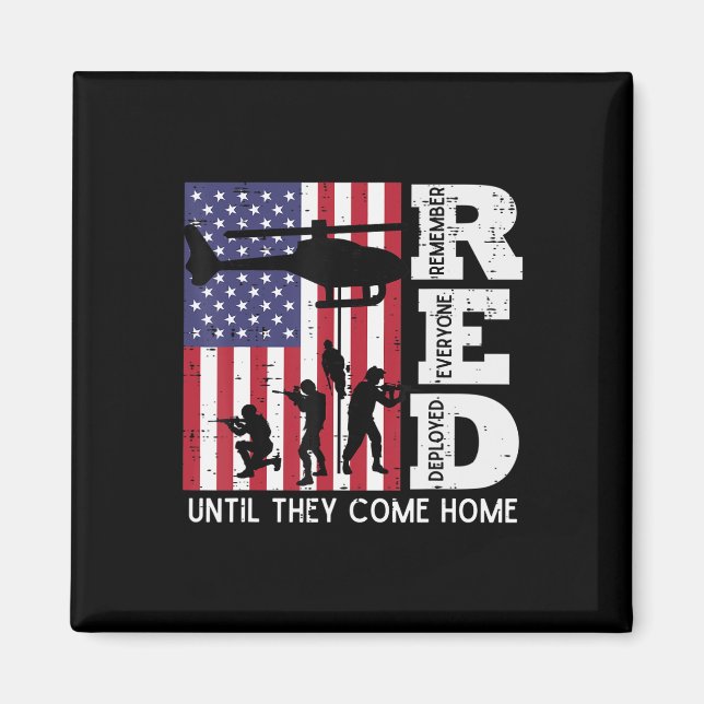 RED Remember Everyone Deployed Flag Helicopter Mem Magnet (Front)