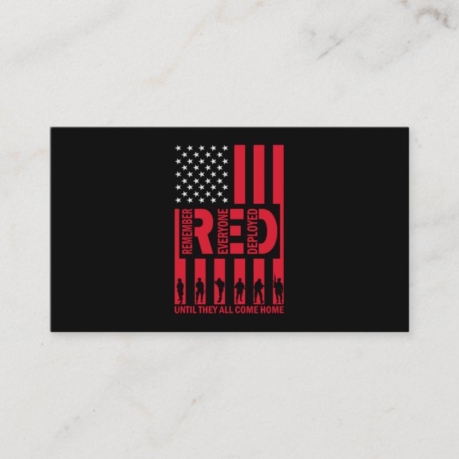 Red Remember Everyone Deployed Until They All Come Business Card (Front)
