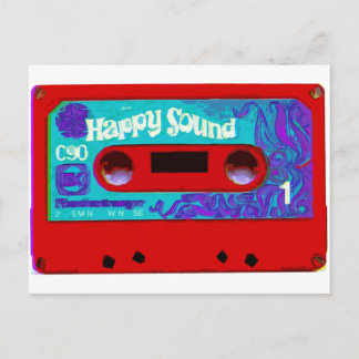 Red Retro Audio Cassette Tape Postcard