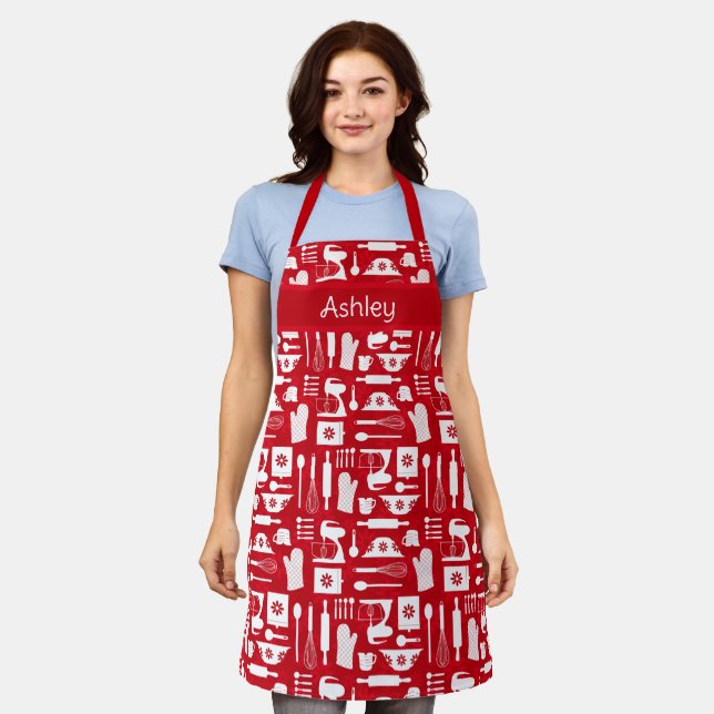 Red Retro Baking Apron (Worn)