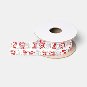 Red Retro Big Numbers Class of Satin Ribbon
