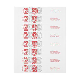 Red Retro Big Numbers Class of Wrap Around Label