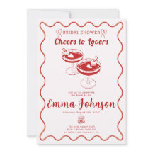 Red Retro Bridal Shower Invitation | Hand Drawn 